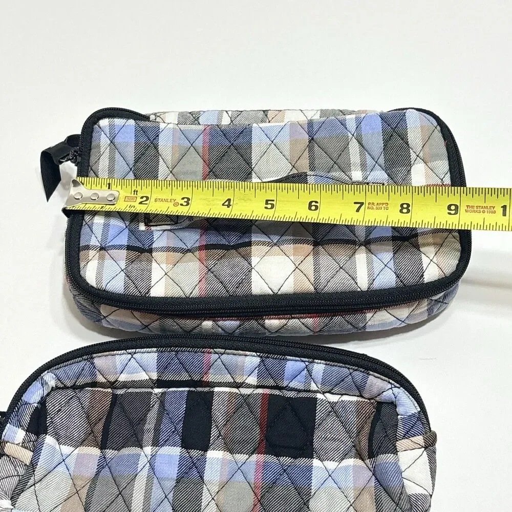 Vera Bradley Perfectly Plaid Cosmetic Bag And Brush/Pencil Bag
